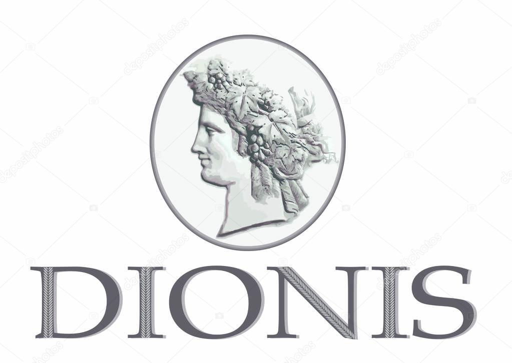 Logo with a portrait of Dionysus