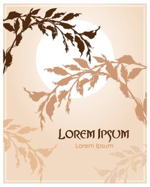 Kahverengi-bej tonlarında ayın arka planda yaprakları ile şube siluetleri