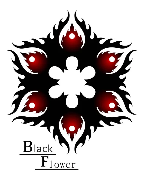 Flor Cyberpunk negro y colores fuego (tatuaje, logotipo, emblema ) — Vector de stock