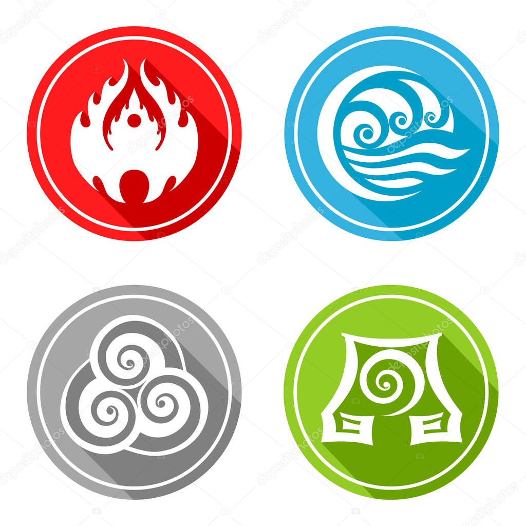 four basic elements (Slavic symbols fire, water, earth and air)