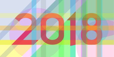 Yeni yıl tebrik kartı şeklinde bindirme etkisi ile farklı renkteki 2018 kalın yazı