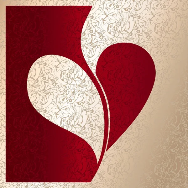 抽象的なパターンで赤ハート バレンタイン ホワイト — ストックベクタ