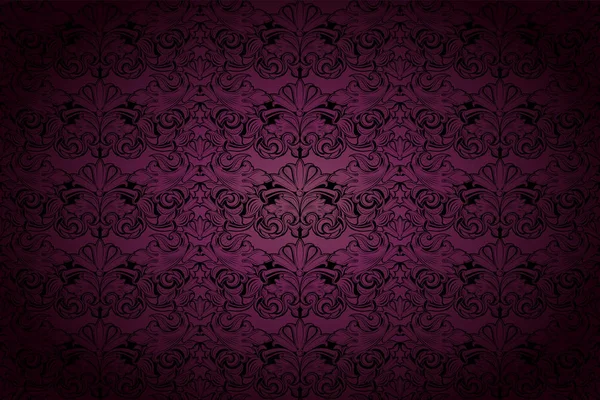 Royal Vintage Fond Gothique Violet Foncé Noir Avec Classique Baroque — Image vectorielle