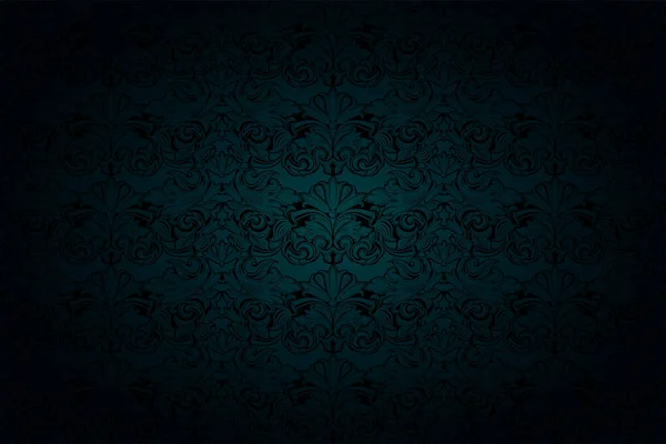 Royal Vintage Gothic Background Gloomy Malachite Green Black Tones Classic — Stock Vector