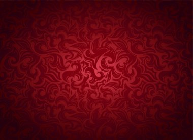 damask vintage red background with floral elements in Gothic, Baroque style. Royal texture, vector Eps 10