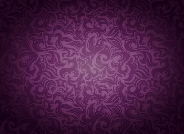 Damasco Violeta Vintage Marsala Fundo Roxo Com Elementos Florais Estilo — Vetor de Stock