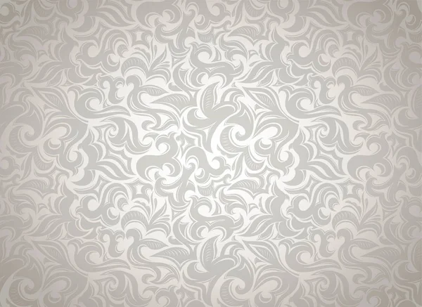 Damassé Vintage Fond Blanc Avec Des Éléments Floraux Dans Style — Image vectorielle