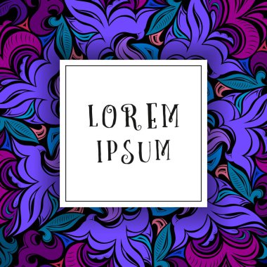 Parlak renkli mandala ve neon efektli klasik dekoratif arka plan. Dekoratif çiçek arkaplanı elle çizilmiş. Damask, Barok, Rococo, Viktorya motifleri. Şablon kartları, davetiyeler, kapak