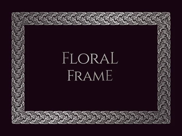 Zilver Vintage Bloemframe Voor Design Sjabloon Luxe Koninklijk Ornament Keltische — Stockvector