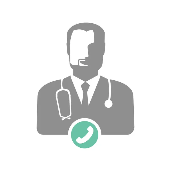 Doctor Icon Phone Symbol Contact Line Consultation Specialist Doctor Avatar — 스톡 벡터