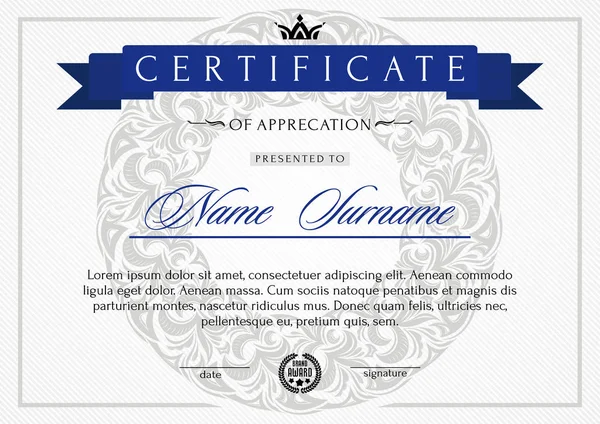 Certificado Lujo Estilo Royal Vintage Plantilla Diploma Borde Moneda Con — Archivo Imágenes Vectoriales