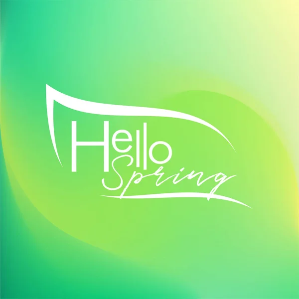 Fundo Primavera Com Inscrição Hello Spring Com Gradiente Uma Folha —  Vetores de Stock