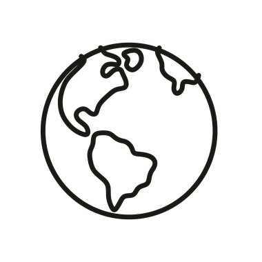 Dünya beyaz bir arka planda izole edildi. Simge, düz gezegenin simgesi basit bir çizim tarzında. Vektör illüstrasyonu