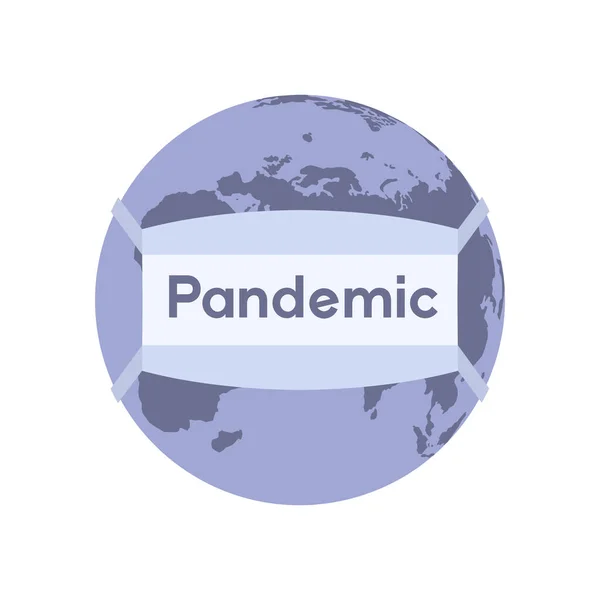 Pandemia Planeta Tierra Una Máscara Antimicrobiana Protectora Médica Coronavirus Covid — Vector de stock