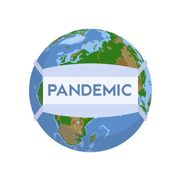 Pandemia Planeta Tierra Una Máscara Antimicrobiana Protectora Médica Coronavirus Covid — Archivo Imágenes Vectoriales