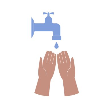 Eller ve hijyen, suyla musluk. İzole vektör illüstrasyonu