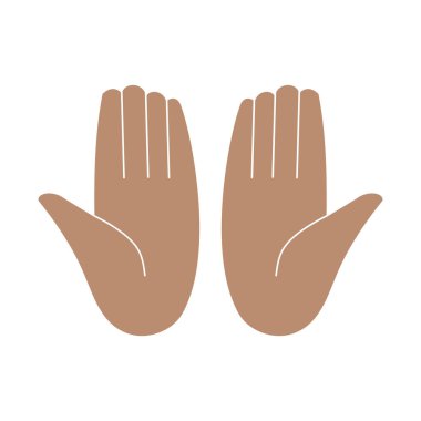 Eller hareket eder emoji, avuçlar bir arada ve yukarı. İzole vektör illüstrasyonu