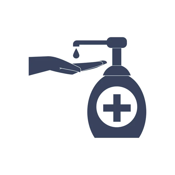 采购产品手工卫生产品 液体肥皂 清洁剂或抗菌凝胶 符号或符号 孤立的矢量图解 单色图像 — 图库矢量图片