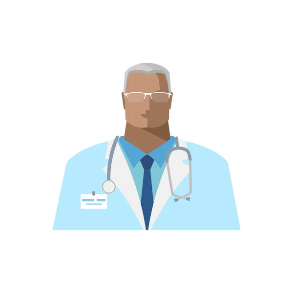 Icône Médecin Vecteur Image Médecin Masculin Avec Stéthoscope Robe Médicale — Image vectorielle