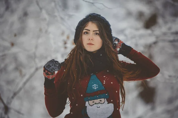 Retrato de inverno de menina — Fotografia de Stock