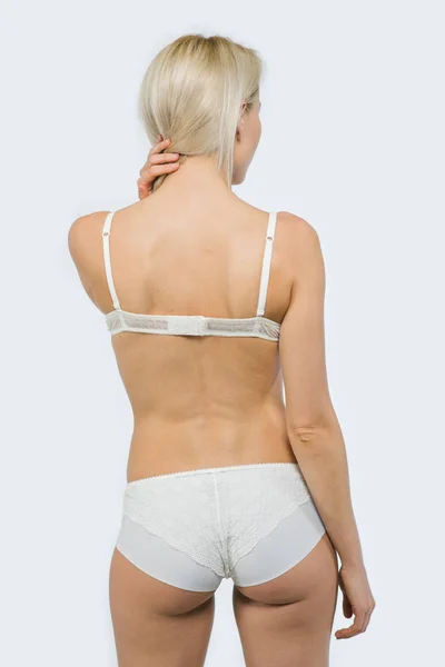 Snap Blonde model Woman in white underwear — Stock Photo, Image