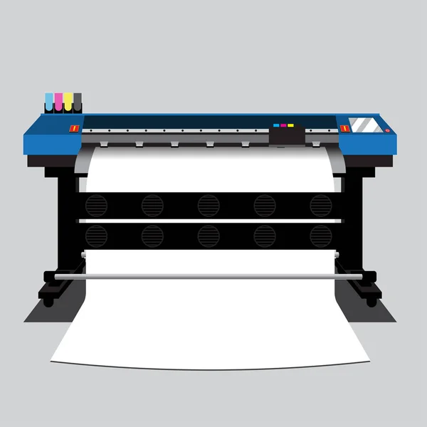 Impresora Azul Amplia Grande Veces Llamada Plotter Esta Máquina Para — Vector de stock