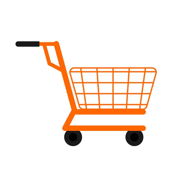 Carrello Shopping Arancione Sfondo Bianco Icona Famosa Qualsiasi Annuncio Pubblicitario — Vettoriale Stock