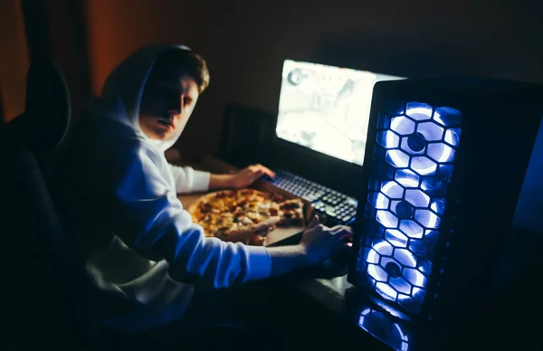 Het Spelersconcept Achtergrond Mooie Blauw Back Computer Een Achtergrond Van — Stockfoto