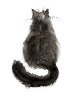 Sulu Boya kara kedi