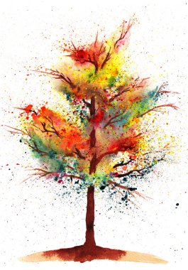 Suluboya sonbahar ağacı