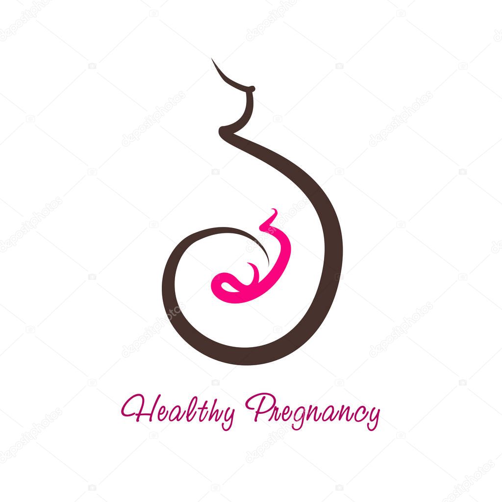 Vector logo of pregnancy. Health and care of motherhood concept