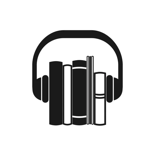 Cărți audio pictogramă neagră — Vector de stoc