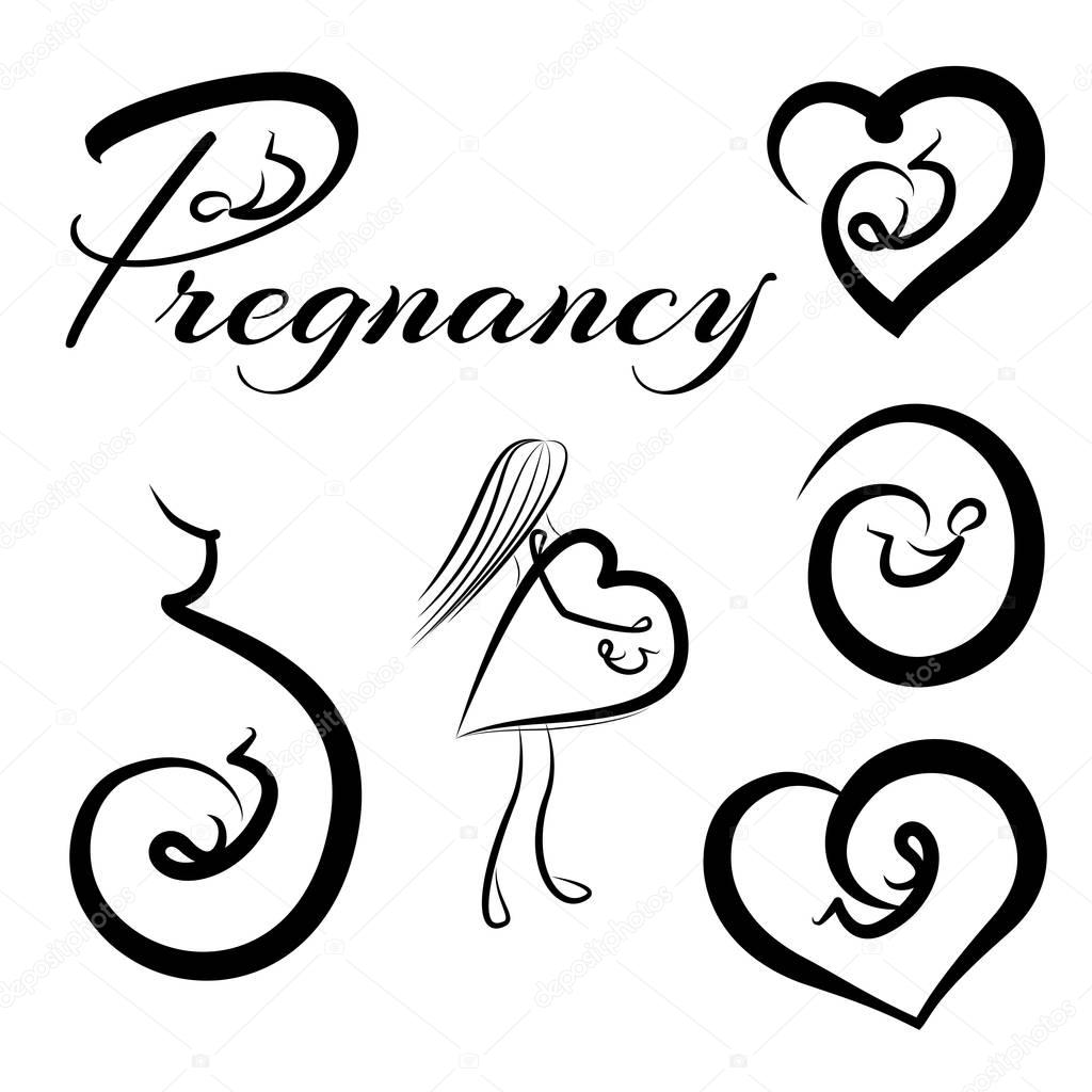 Logotypes collection of pregnancy and embryo. Vector illustration.