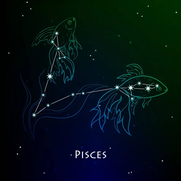 Poissons signe du zodiaque et la constellation — Image vectorielle