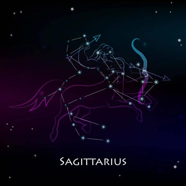 Saggitarius Le signe du zodiaque et la constellation — Image vectorielle