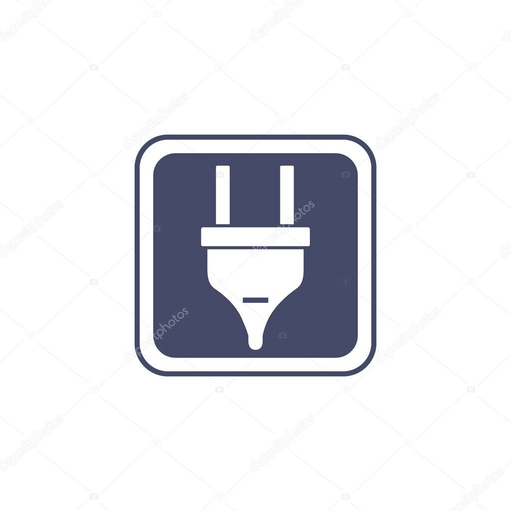 Vector minimal bordered electric plug icon good for button image and infographic design.