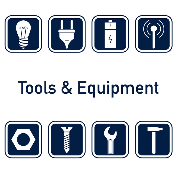 Набір значків інструментів та обладнання — стоковий вектор