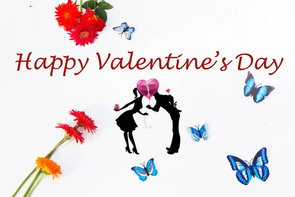 Šťastného Valentýna, den svatého Valentýna blahopřáním, oslavy, Valentýn koncept Card Design na bílém pozadí — Stock fotografie