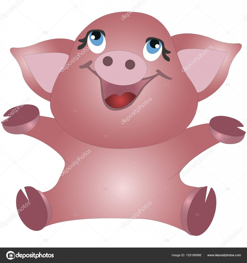 Petit Cochon Drôle Illustration De Vecteur De Dessin Animé