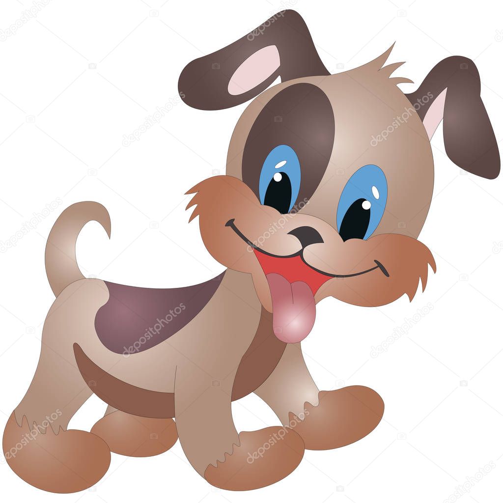 Little funny dog, family of dogs, cartoon vector illustration isolated on white background.