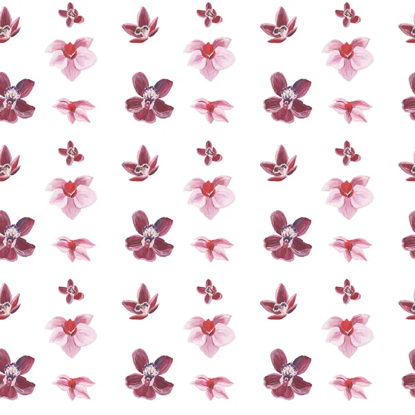 Watercolor pattern of flowers and leaves seamless design on white background — Stock Photo, Image