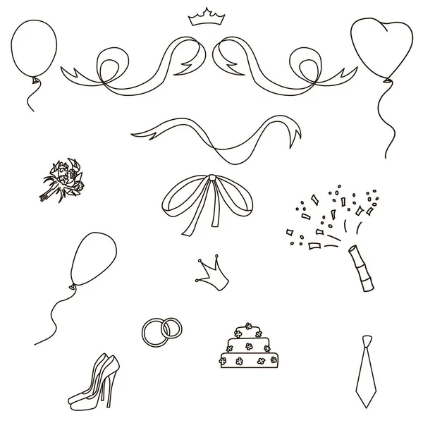 Значок свадебного набора. Векторная иллюстрация свадебных элементов . — стоковый вектор