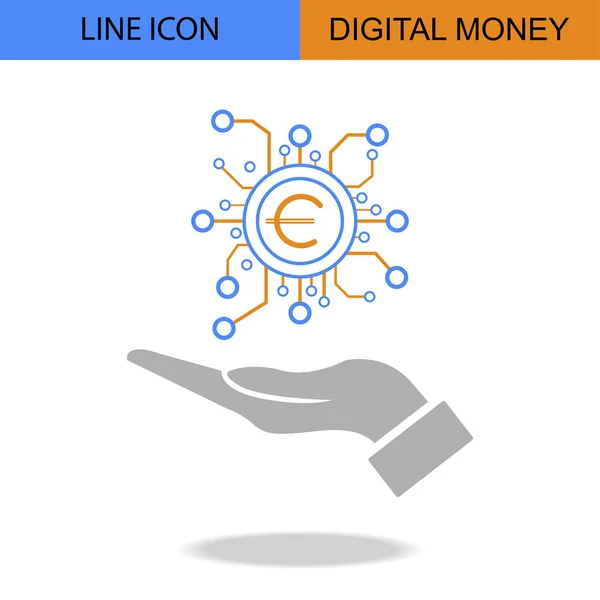 Exklusives digitales Geld-Flachlinien-Vektor-Symbol — Stockvektor