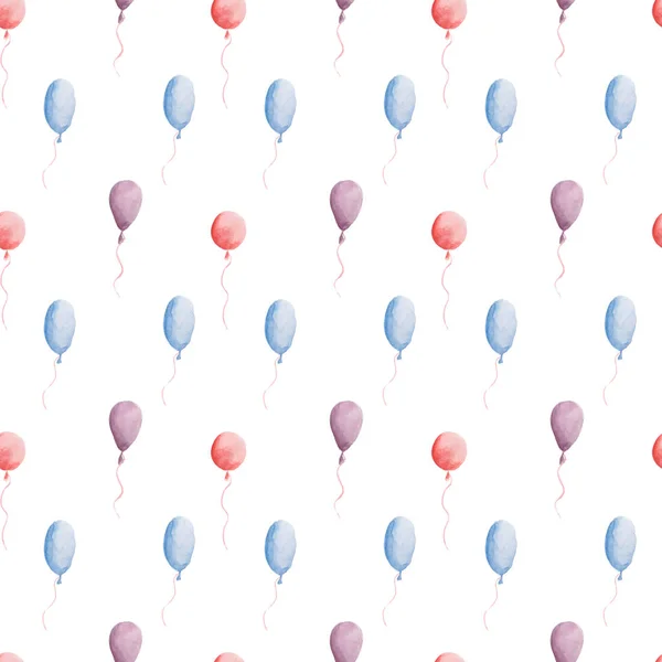 Watercolor pattern balloons seamless design on white background