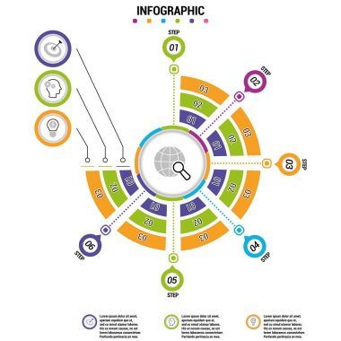 Sunum işi bilgi şablonu. Vektör illüstrasyonu.
