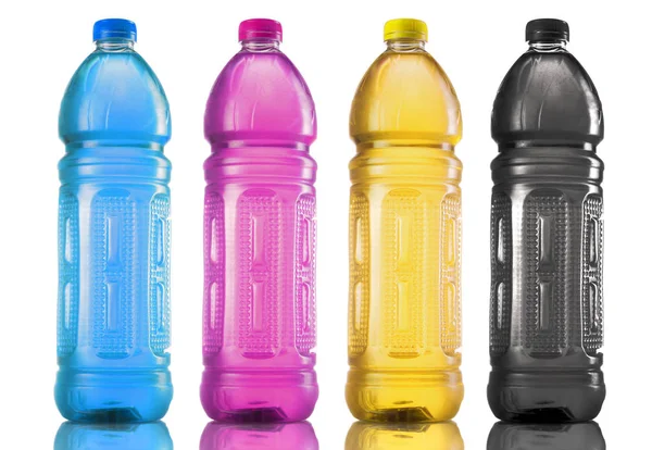 Bottles with four basic printing colors — Stock Photo, Image