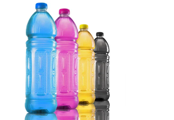 Bottles with four basic printing colors — Stock Photo, Image