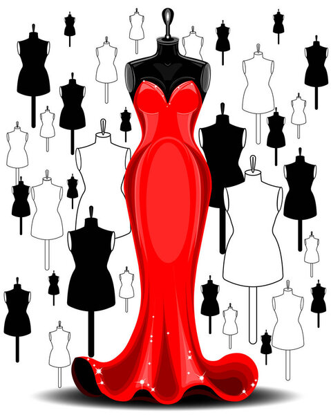 Illustration - evening red dress