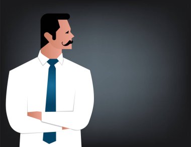 İşadamı gri bir arka plana dayanır