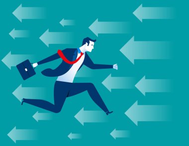 Oklarla arka plan üzerinde çalışan iş adamı